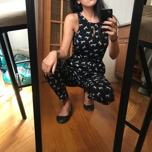 Black Jumpsuit with White Tiger Print